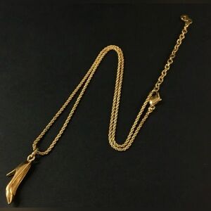 Dior Gold Tone Shoe Pendant Necklace